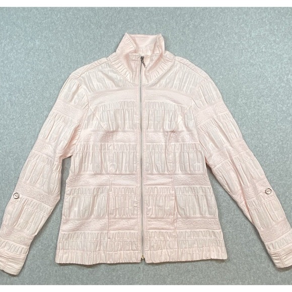 Christopher & Banks Shirt Jacket Womens Size Medium Pink Zip Casual Party Summer - Picture 1 of 13